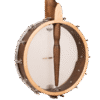 Gold Tone HM-100 left-handed banjo back detail showing single coordinator rod with dowel and faux dowel rim construction