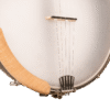 Gold Tone HM-100 High Moon left-handed openback banjo front angle view showing crescent tailpiece and nickel hardware