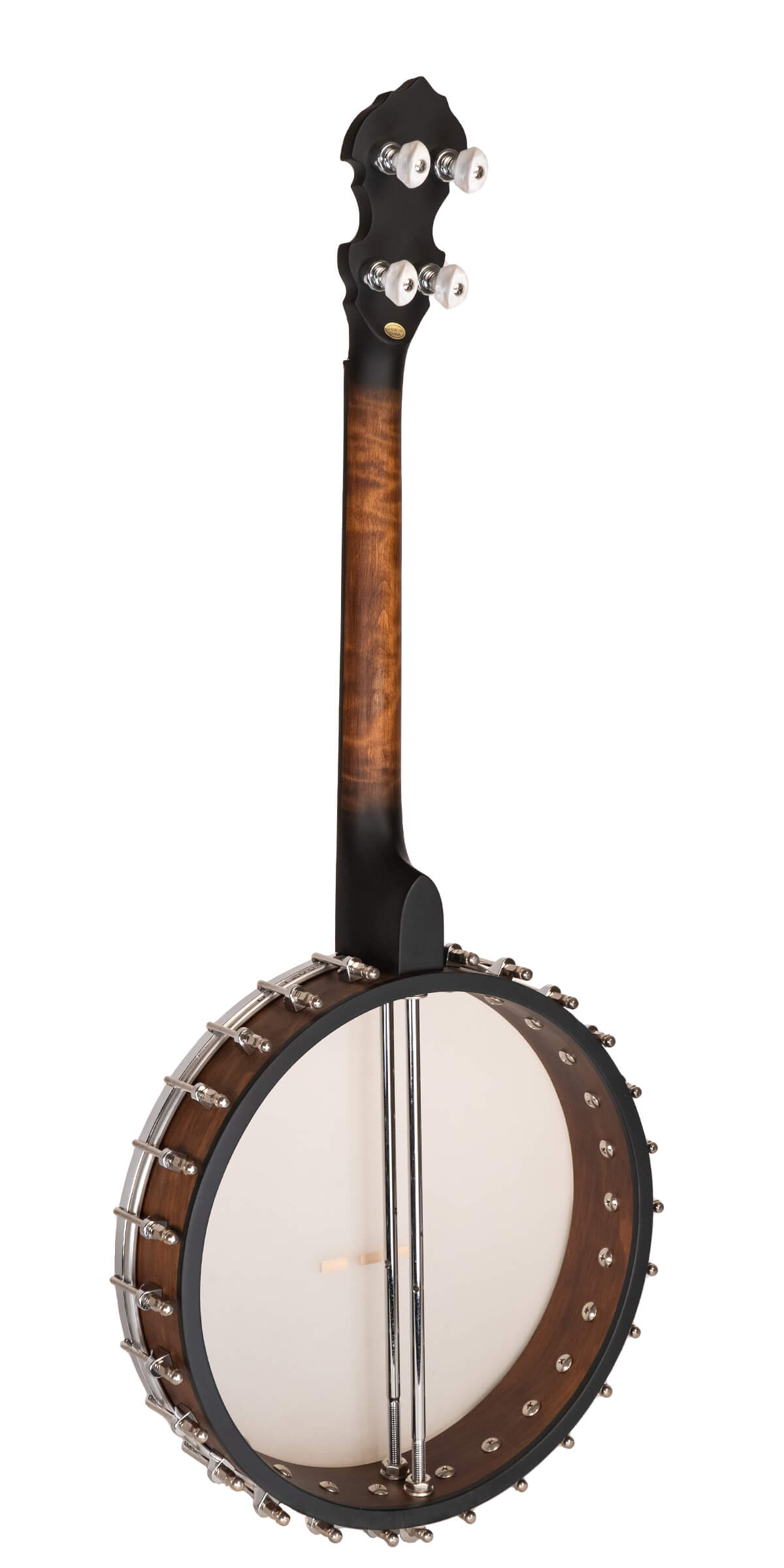 Gold Tone IT-17/L back close-up showing multi-ply maple rim and chrome hardware