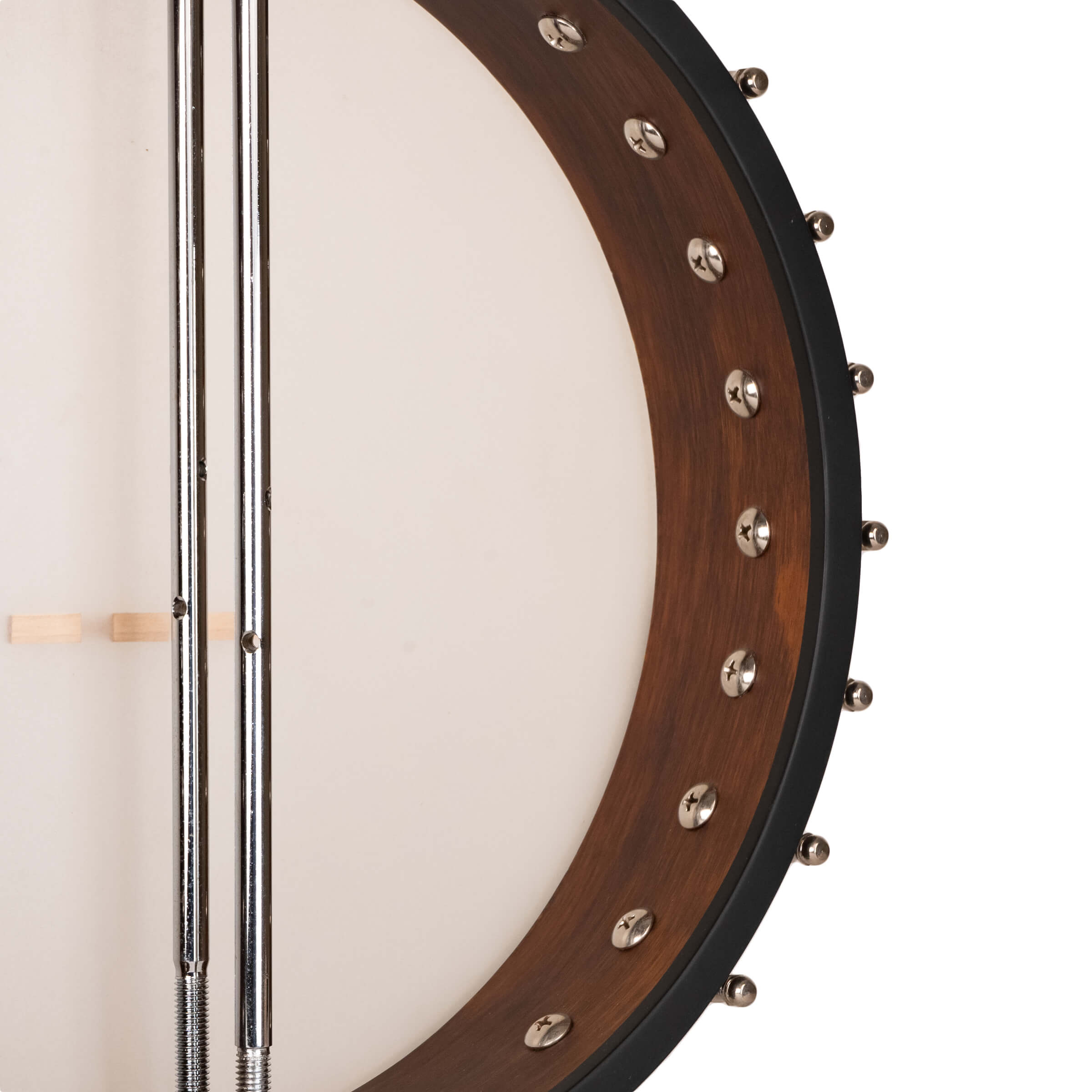 Gold Tone IT-17/L Irish tenor banjo back view showing maple neck and Vintage Brown satin finish