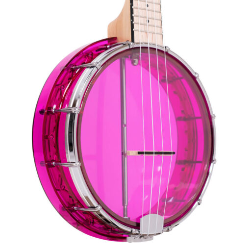 Gold Tone Little Gem Amethyst banjo-ukulele full front view against white background