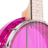Gold Tone Little Gem banjo-ukulele in Amethyst — front detail showing clear 8-inch head and chrome hardware