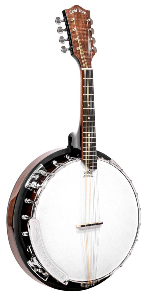 Gold Tone MB-850+/L left-handed mandolin-banjo front view with vintage brown finish
