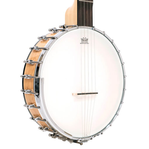 Gold Tone MM-150 openback banjo front angle showing body and head