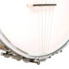 MM-150/L left-handed banjo front detail — chrome hardware, No Knot tailpiece, and vintage-style armrest