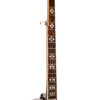 Gold Tone OB-250 banjo neck detail showing bound ebony fingerboard with hearts and flowers inlay