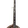 Gold Tone OB-3/L left-handed banjo neck detail showing ebony fingerboard and pearloid inlay