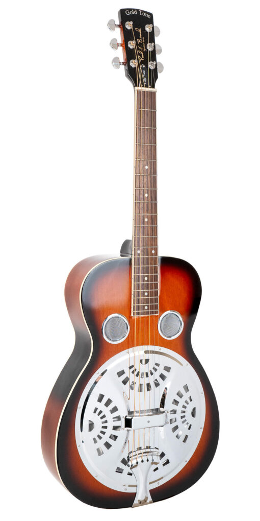 Gold Tone PBR Paul Beard Signature roundneck resonator guitar in tobacco sunburst finish, front view