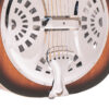 Gold Tone PBS-8/L left-handed resonator guitar front detail showing cream ABS binding and high gloss tobacco sunburst finish