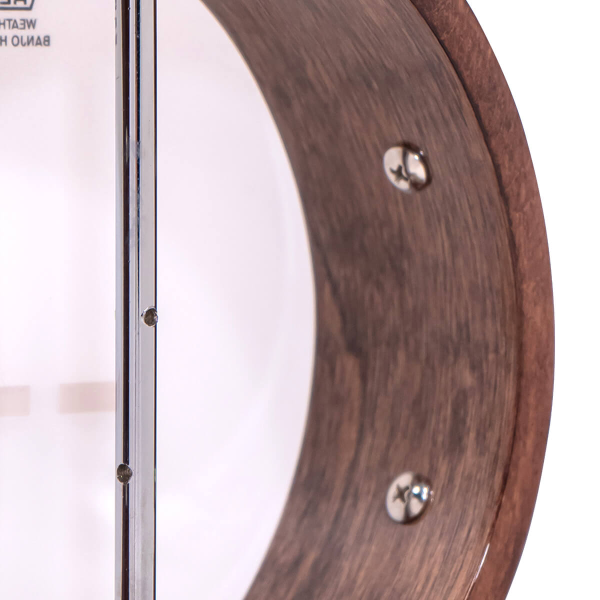 Gold Tone Plucky banjo back view showing maple rim and coordinator rod