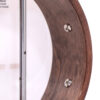 Gold Tone Plucky left-handed banjo back view showing vintage brown finish and maple rim