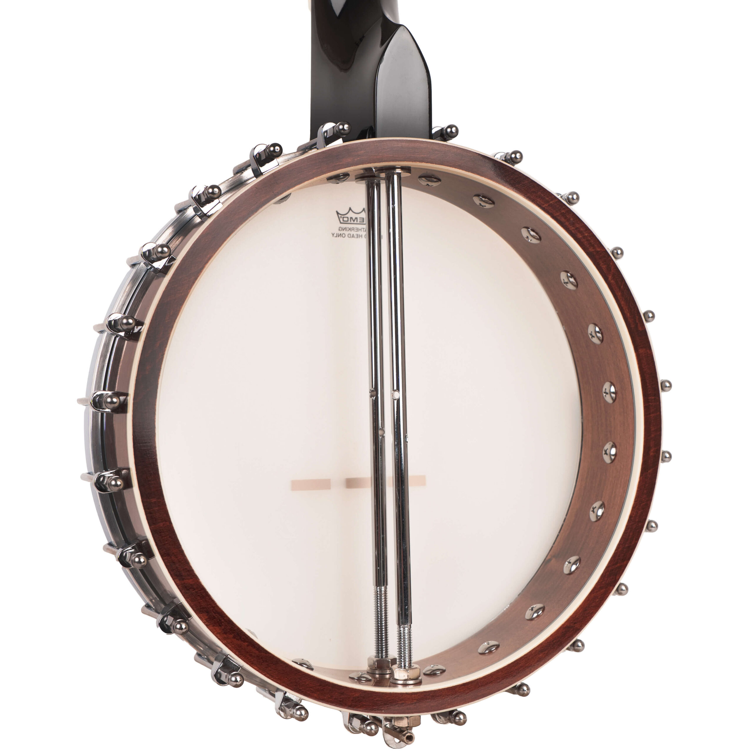 Gold Tone WL-250 Mastertone White Ladye banjo back detail showing 3-ply maple rim