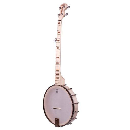 Three-quarter front view of the Deering Goodtime Americana 5-string banjo from the left side.
