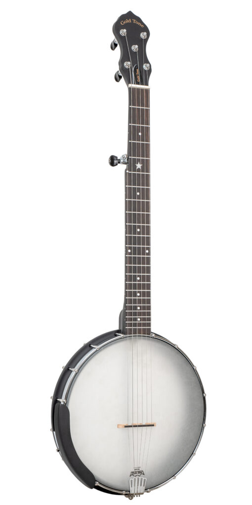 Gold Tone AC-5+1 six-string banjo front view with satin black finish