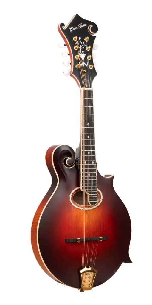Gold Tone GM-80 F-style mandolin front view in cherry burst satin finish