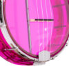Gold Tone Little Gem Amethyst left-handed banjo-uke front angle showing transparent purple rim and resonator