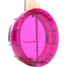 Gold Tone LG-A/L Amethyst left-handed banjo-ukulele back view of see-through acrylic resonator
