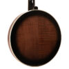 Gold Tone OB-250LW/L left-handed banjo back close-up showing vintage brown finish on flame maple resonator