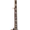 Gold Tone OB-250LW/L left-handed banjo neck detail showing ebony fingerboard and hearts and flowers inlay
