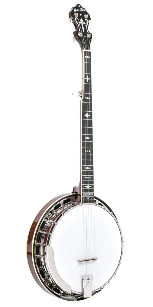 Gold Tone OB-3RF/L Left-Handed Orange Blossom Twanger Pre-War Resonator Banjo – front view with natural high-gloss mahogany finish