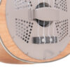 Gold Tone ResoMaple resonator ukulele full front angle showing biscuit cone and brushed aluminum hardware