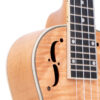 Gold Tone ResoMaple ukulele front detail showing maple bridge and resonator cone cover