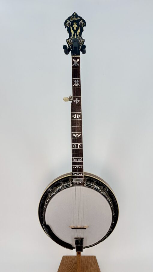 Full-length front view of the used 1990 Gibson RB-4 5-string resonator banjo at Banjo Warehouse