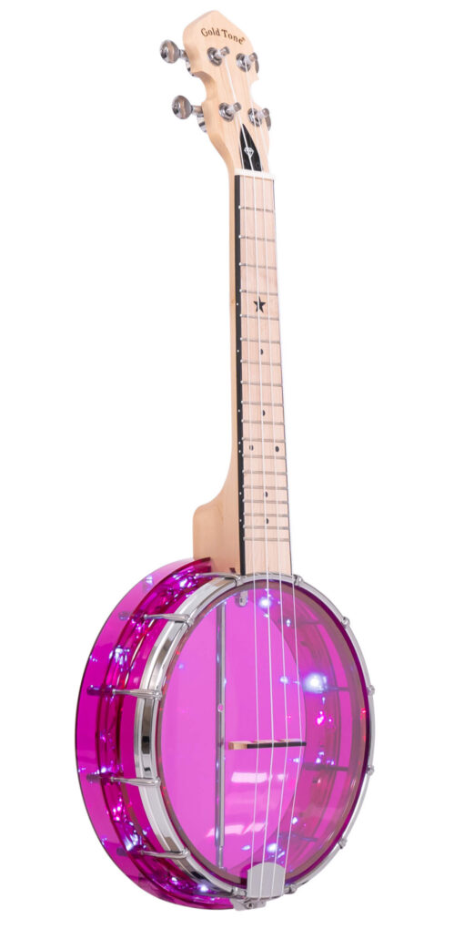 Gold Tone LGLT-A Lightup Little Gem Amethyst See-Through Banjo Ukulele with Gig Bag