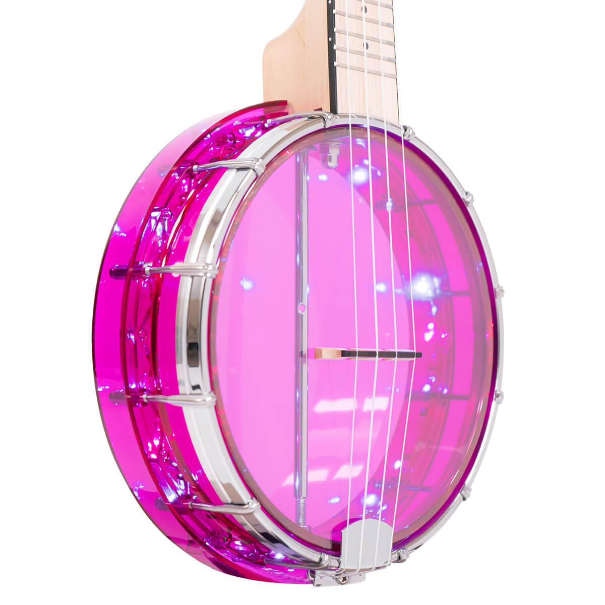 Gold Tone LGLT-A Lightup Little Gem Amethyst See-Through Banjo Ukulele with Gig Bag - Image 2