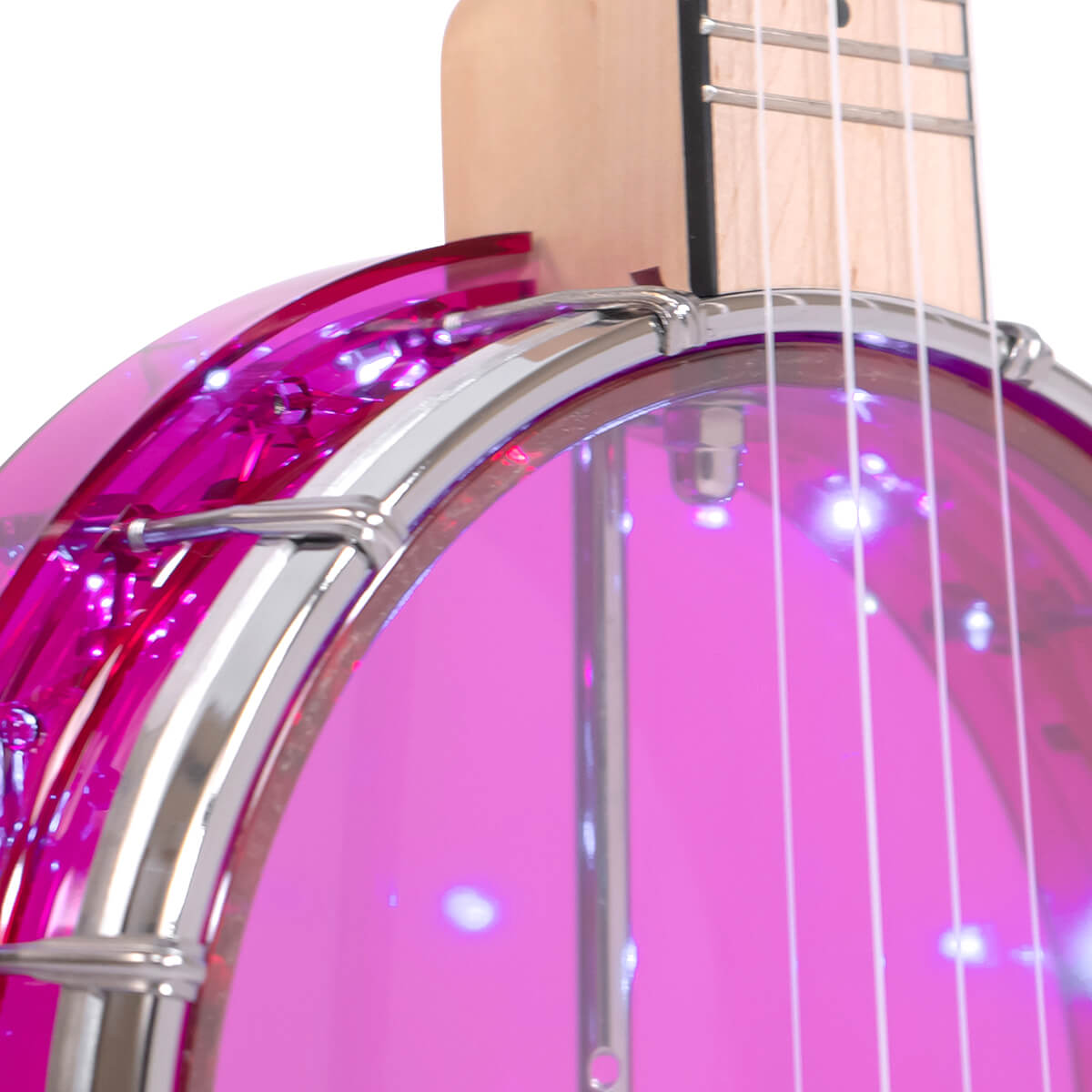 Gold Tone LGLT-A Lightup Little Gem Amethyst See-Through Banjo Ukulele with Gig Bag - Image 4