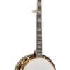Full front view of the Gold Tone OB-3CJ Carl Jackson Ruby Pearl signature Mastertone banjo, with mahogany neck and resonator in gloss vintage brown, gold plated hardware, one piece cast flange, and the MASTERTONE fingerboard block.