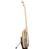 Side profile of the left-handed Deering Goodtime Two showing resonator depth and neck angle.
