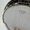 2009 Stelling Golden Cross banjo with a close view of the head, bridge and flange, at Banjo Warehouse in Yellow Springs, Ohio.