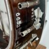 2009 Stelling Golden Cross banjo with a close view of the rim side, hooks and flange, at Banjo Warehouse in Yellow Springs, Ohio.