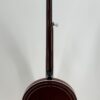 2010 Flint Hill FHB-280A banjo with a full back view of the mahogany neck and mahogany resonator on a display stand, at Banjo Warehouse in Yellow Springs, Ohio.