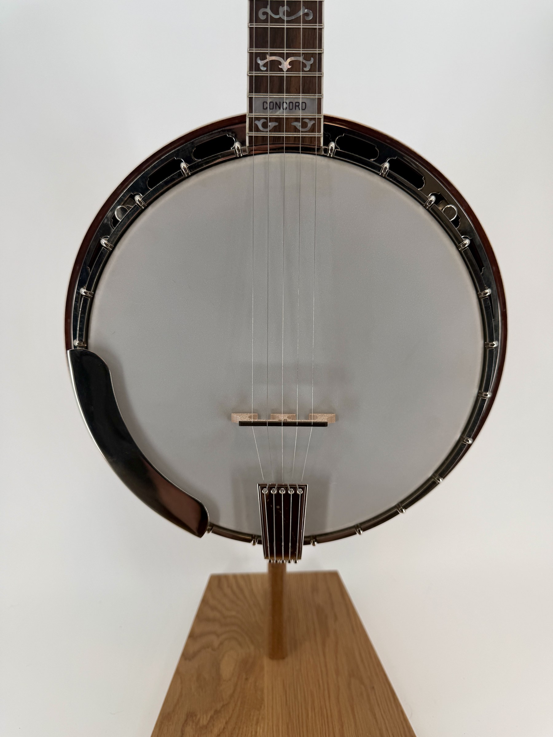 Pot front of a 2015 Davis Concord Prototype banjo