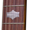 Deering Artisan Goodtime Six-R 6-string resonator banjo with a close view of a fingerboard inlay, at Banjo Warehouse in Yellow Springs, Ohio.