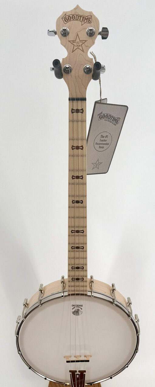 Deering Goodtime 19-Fret Tenor Openback Banjo, Bowtie Inlay