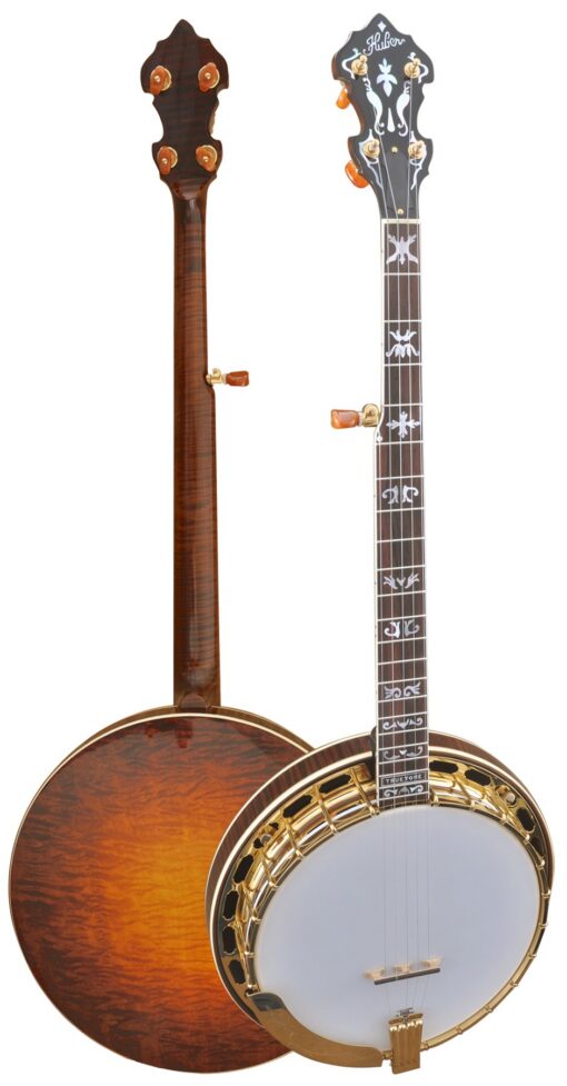 Huber VRB-G Truetone Granada-style banjo, front and back views (Huber catalog photo)