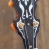 Huber logo and pearl inlay on a Huber VRB-G peghead (Huber catalog photo)