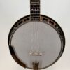 1989 Stelling Master's Cross 5-string banjo with a front view of the pot, armrest, bridge and tailpiece, at Banjo Warehouse in Yellow Springs, Ohio.